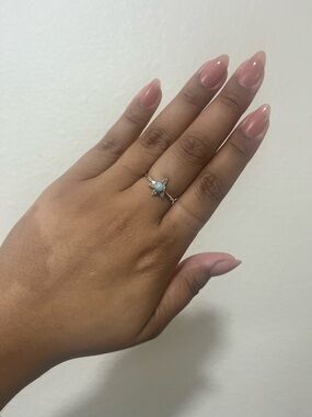 S925 Sterling Silver Dainty Larimar Stacker Ring
